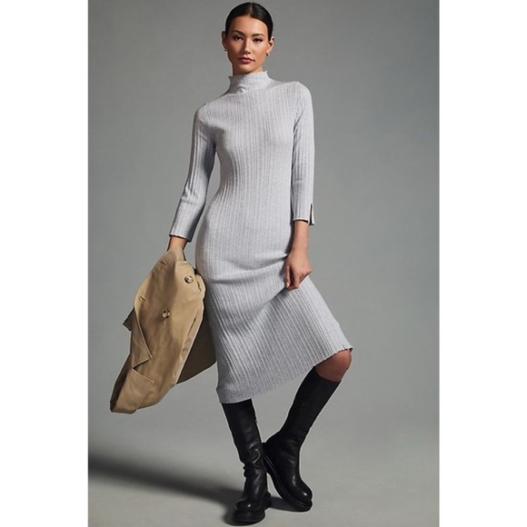 Daily Practice Dresses & Skirts - Anthropologie Daily Practice Textured Column Sweater Dress Light Grey Sz XL